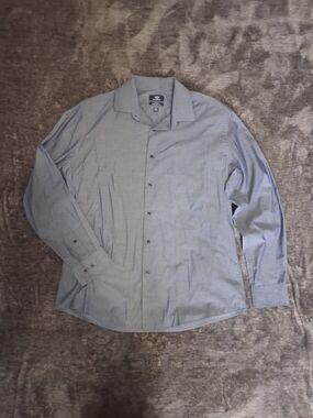 Dockers Fitted Blue Solid Dress Shirt Button Down Mens Size 16-16.5 34/35 L